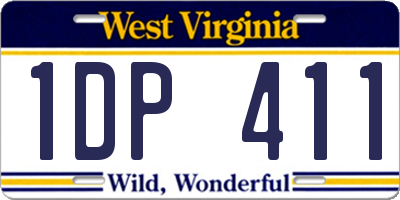 WV license plate 1DP411