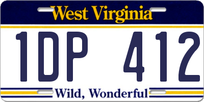 WV license plate 1DP412