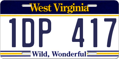WV license plate 1DP417