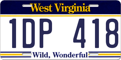 WV license plate 1DP418
