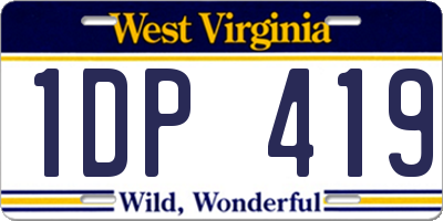 WV license plate 1DP419
