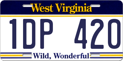 WV license plate 1DP420