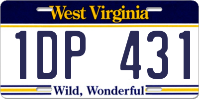WV license plate 1DP431