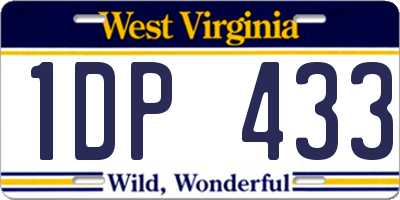 WV license plate 1DP433