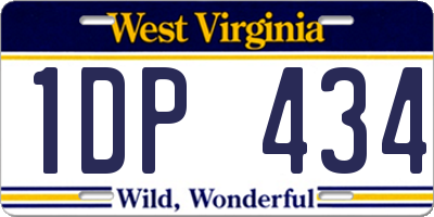 WV license plate 1DP434