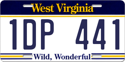WV license plate 1DP441