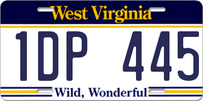 WV license plate 1DP445