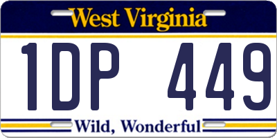 WV license plate 1DP449