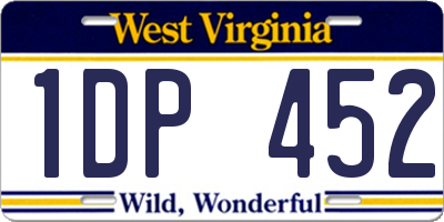 WV license plate 1DP452