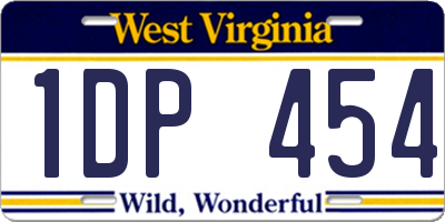 WV license plate 1DP454