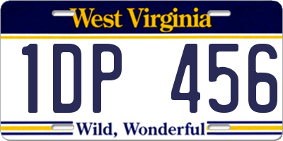 WV license plate 1DP456