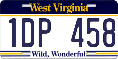 WV license plate 1DP458