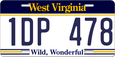 WV license plate 1DP478
