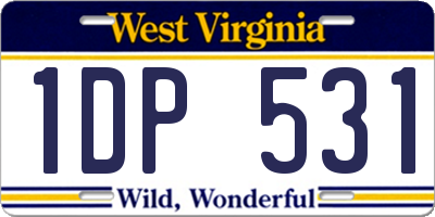 WV license plate 1DP531