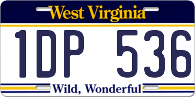 WV license plate 1DP536