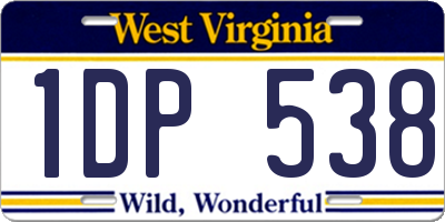 WV license plate 1DP538