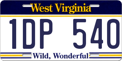 WV license plate 1DP540