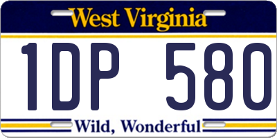 WV license plate 1DP580