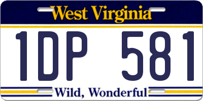 WV license plate 1DP581