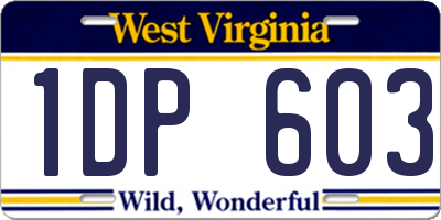 WV license plate 1DP603