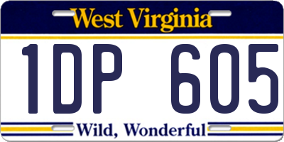 WV license plate 1DP605