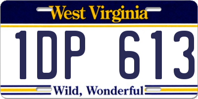 WV license plate 1DP613