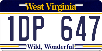 WV license plate 1DP647