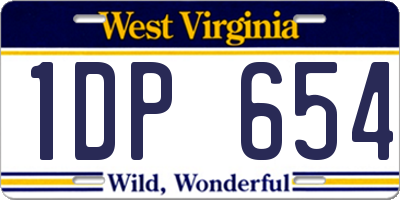 WV license plate 1DP654