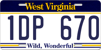 WV license plate 1DP670