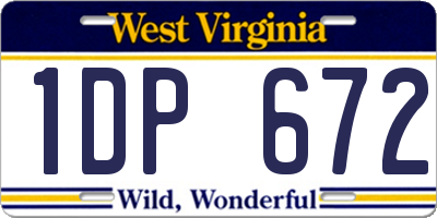 WV license plate 1DP672