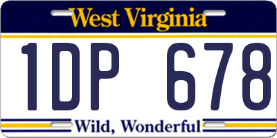 WV license plate 1DP678