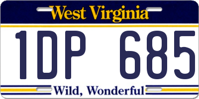 WV license plate 1DP685