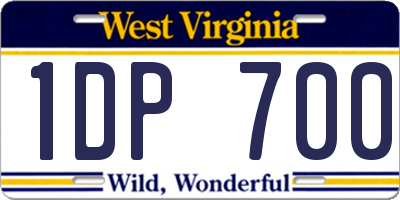WV license plate 1DP700
