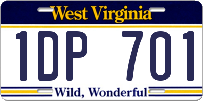 WV license plate 1DP701