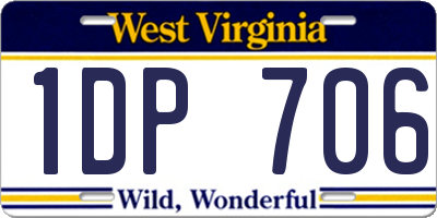 WV license plate 1DP706
