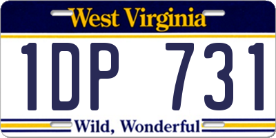 WV license plate 1DP731