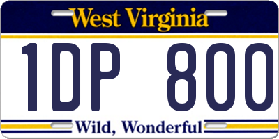 WV license plate 1DP800