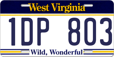 WV license plate 1DP803