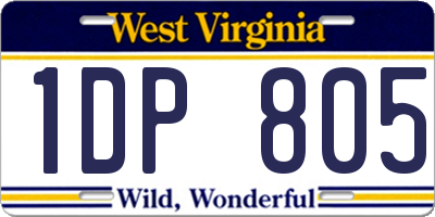 WV license plate 1DP805
