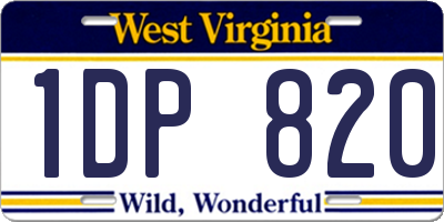 WV license plate 1DP820