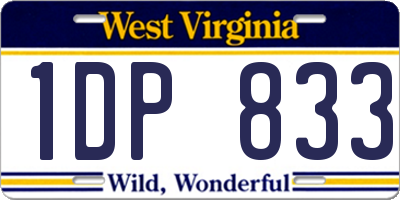 WV license plate 1DP833