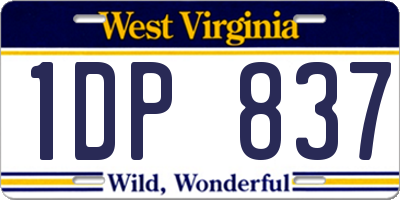 WV license plate 1DP837