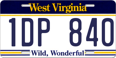 WV license plate 1DP840