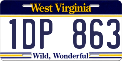 WV license plate 1DP863