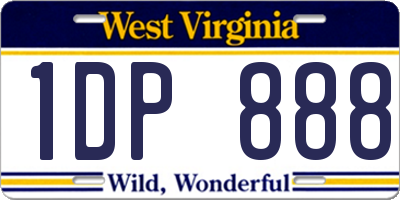 WV license plate 1DP888