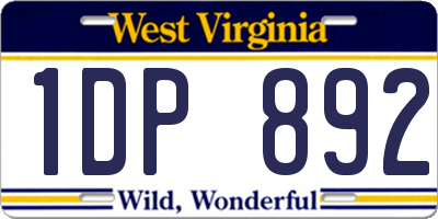 WV license plate 1DP892