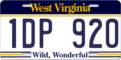 WV license plate 1DP920