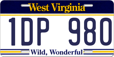 WV license plate 1DP980