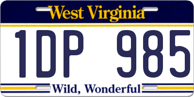 WV license plate 1DP985