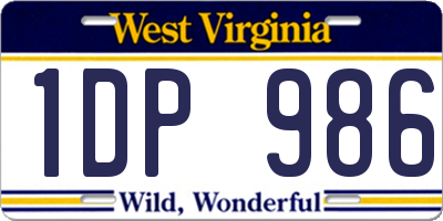 WV license plate 1DP986
